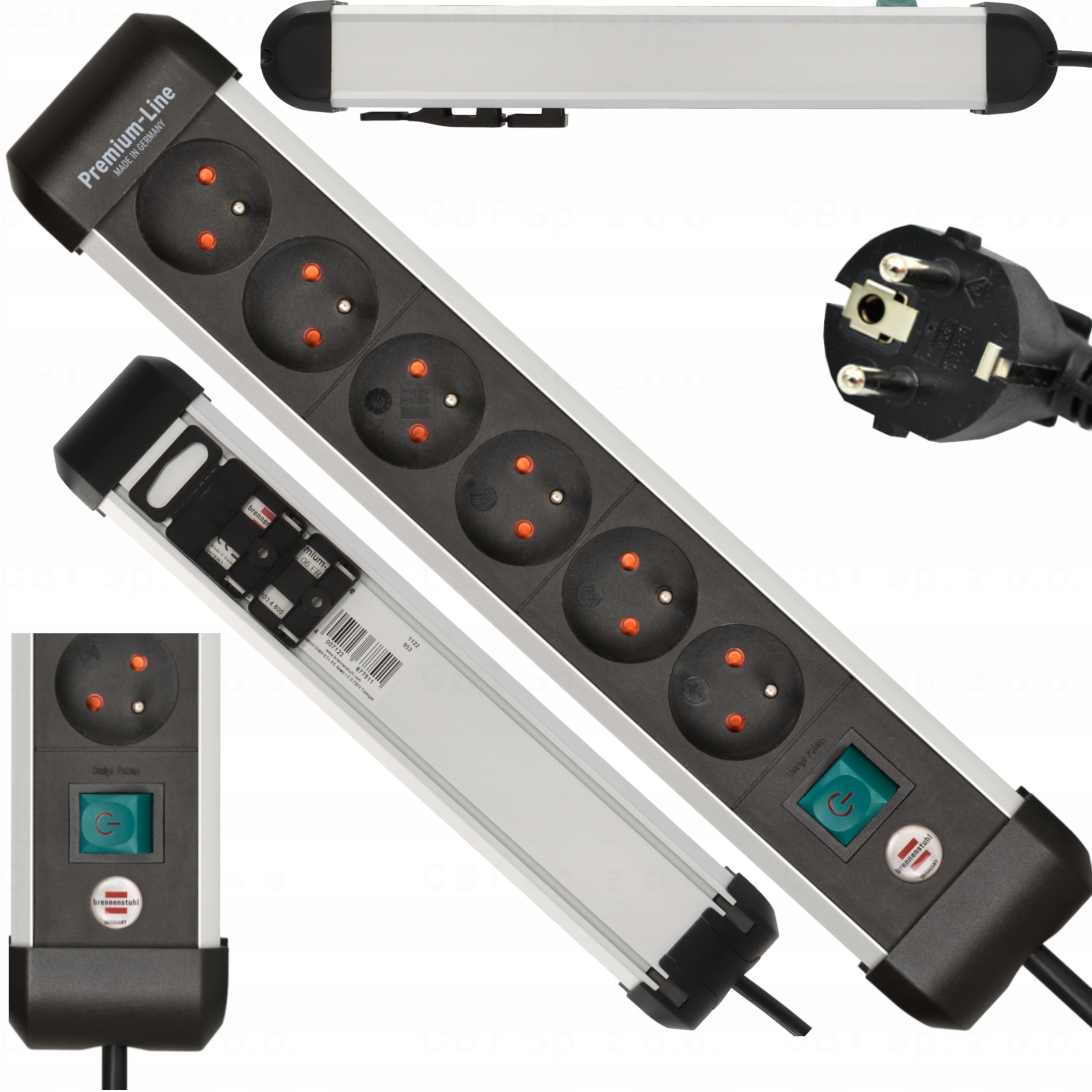 Brennenstuhl Premium-Alu-Line 1391034600 6 gniazd 3m Czarno-srebrny