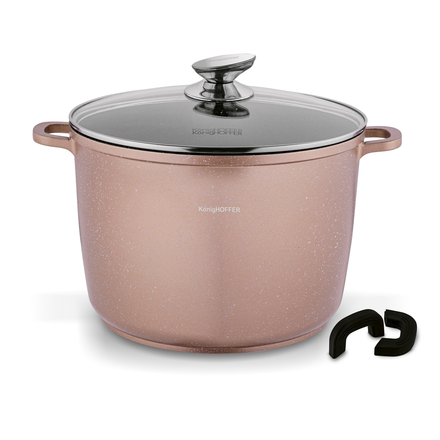 Duży GARNEK INDUKCJA MARMURKOWY garnek WYSOKI 10L+ NAKŁADKI Pollo Rose Gold