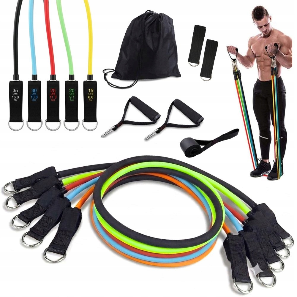 Odporové Gumy Pro Cvičení Bands Workout Sada Expandér Úchytů Popruhy