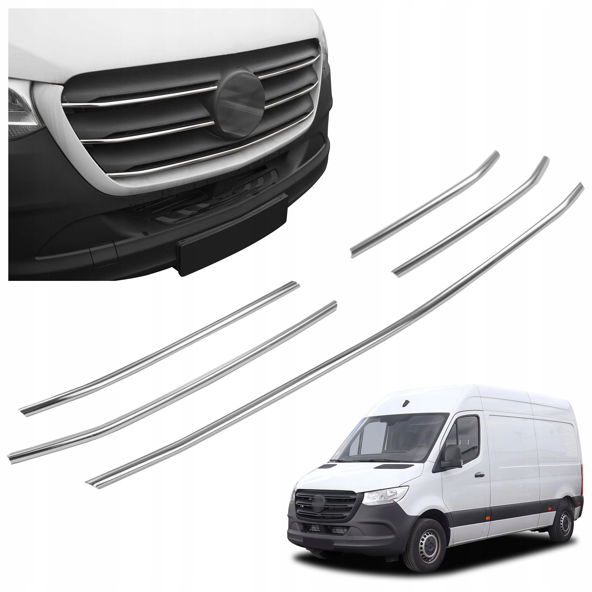 Lišty atrapy prednej grilovacej masky pre Mercedes Sprinter W907 2018-