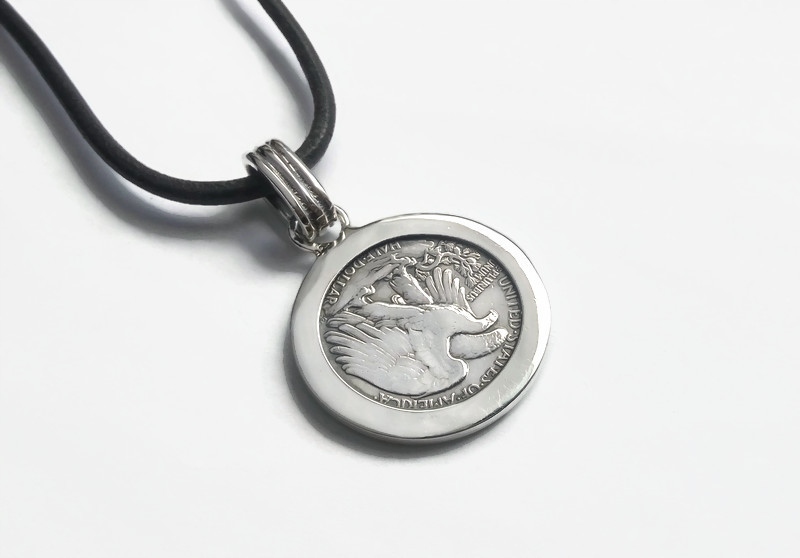 ZE SREBRA BOGINI WOLNOŚCI ORYGINALNA PÓŁDOLARÓWKA Próba srebra 925