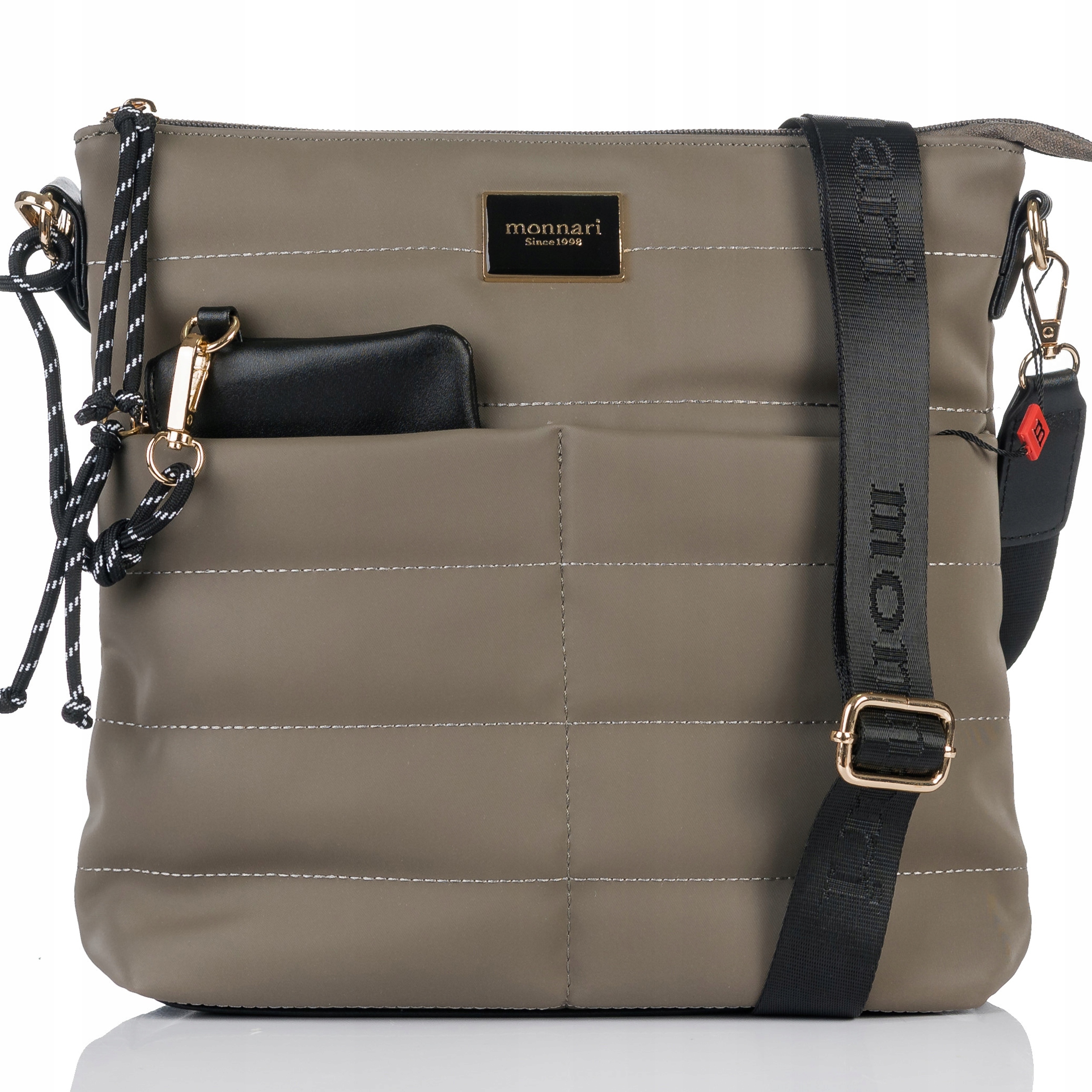 Pikowana Torebka Listonoszka Monnari Portmonetka Wodoodporna Szara