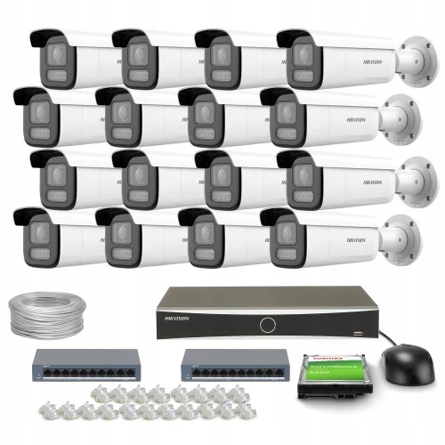 Sada monitorovania domu Ip 16x DS-2CD2643G2-LIZS2U 4Mpx IR60m motozoom audio