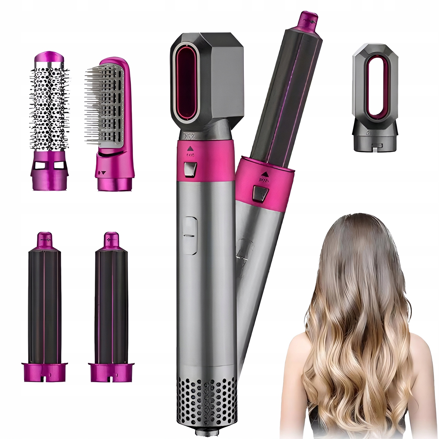 Suszarka do Włosów Zestaw Mokry I Suchy Obrotowa Lokówka Prostowanie 5 In 1