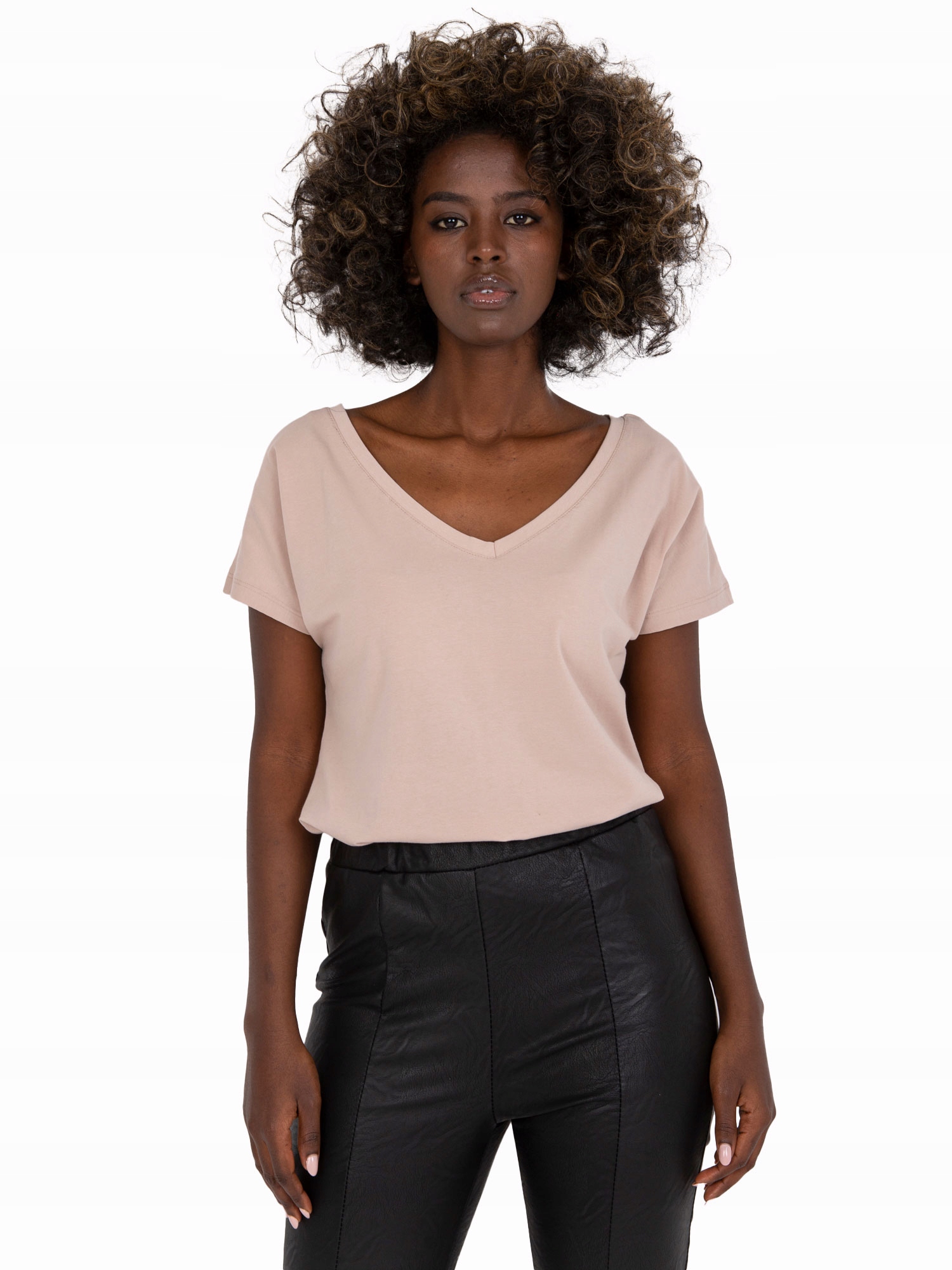 

T-shirt Damski Koszulka Bawełniana V-neck Serek