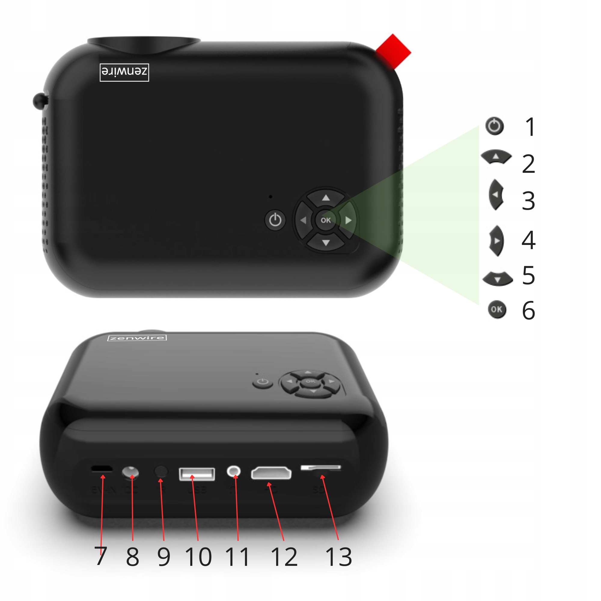 Mini PROJEKTOR do Telefonu PRZENOŚNY RZUTNIK FULL HD WiFi LED HDMI 1800lm Żywotność lampy w trybie normalnym 30000 h