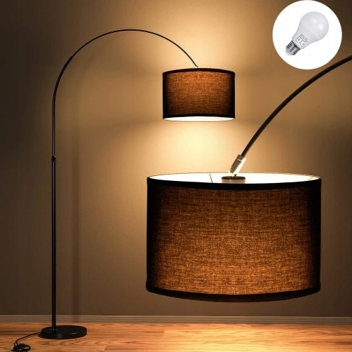 LAMPA PODŁOGOWA ŁUKOWA CIEPŁA BIELL 3000K CZARNA MODLICHT STOJĄCA