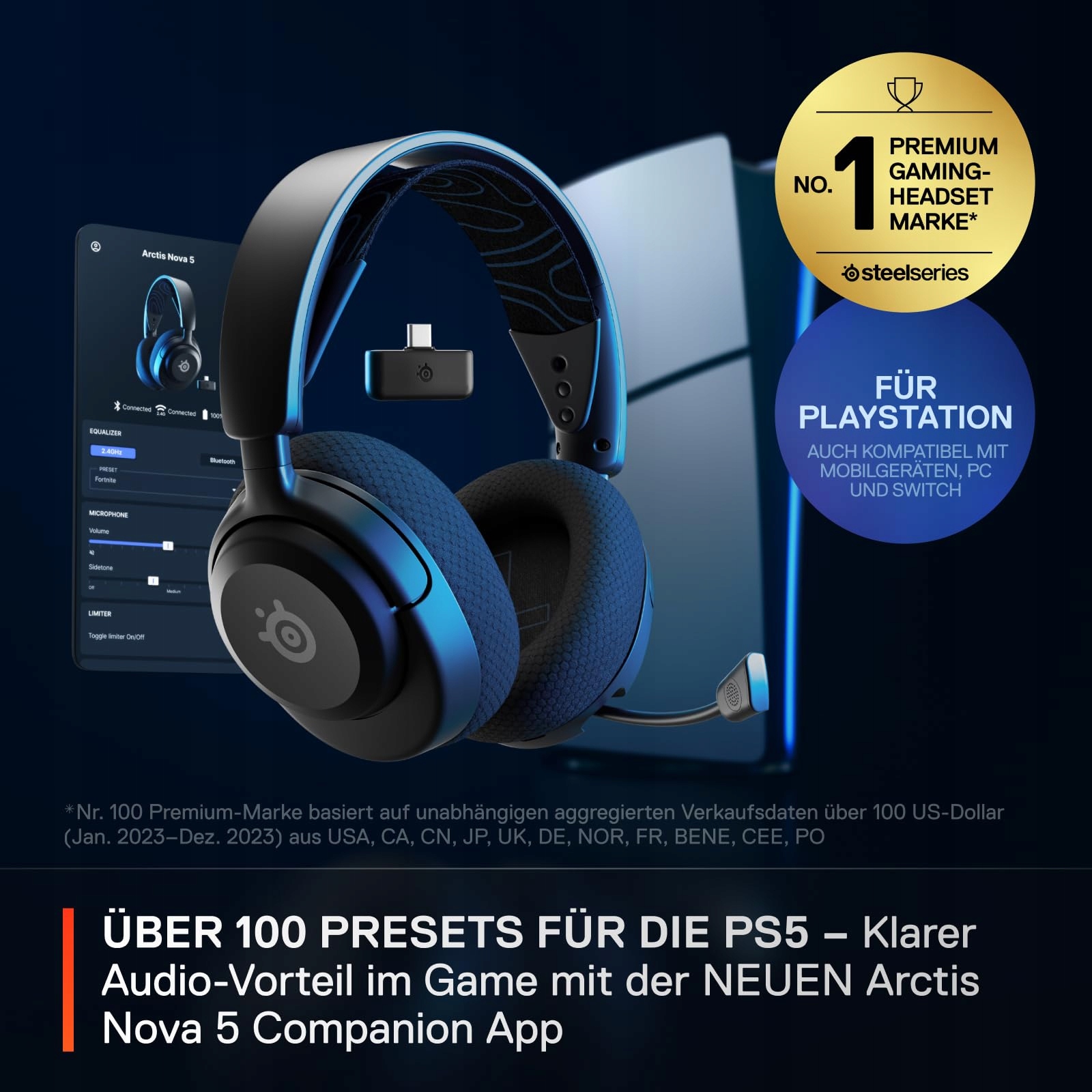 STEELSERIES Arctis Nova 5P Słuchawki Gamingowe PS5 60h Bateria BT — miniatura 2