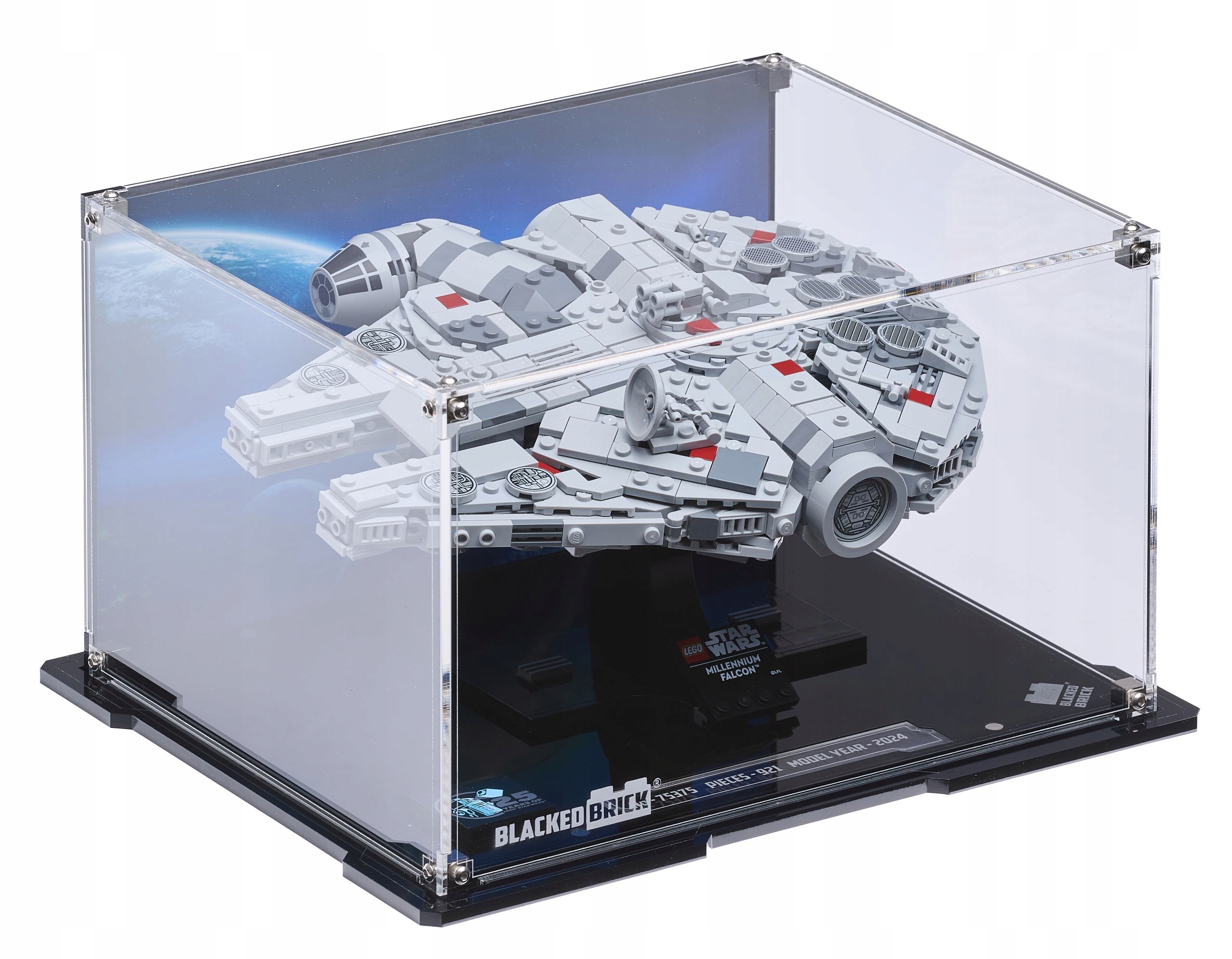 Vitrína s pozadím Blacked Brick pre Lego 75375 Star Wars Sokol Millennium