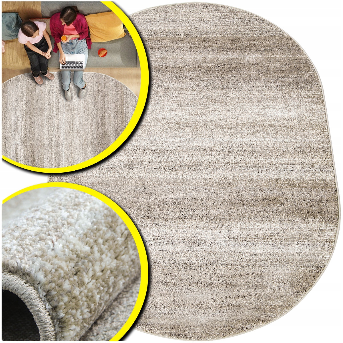 Oválný Koberec Krémový Koberec Do Obývacího Pokoje Adventure Do Pokoje Hnědý 140x200