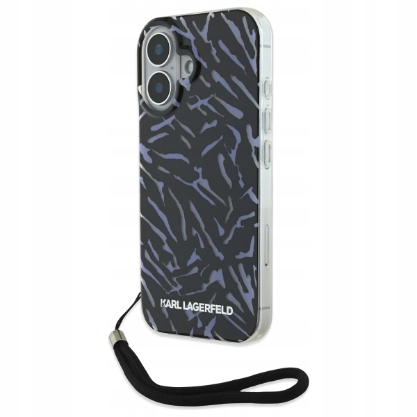 Pouzdro Karl Lagerfeld pro iPhone 16 6.1" fialové Zebra s kabelem
