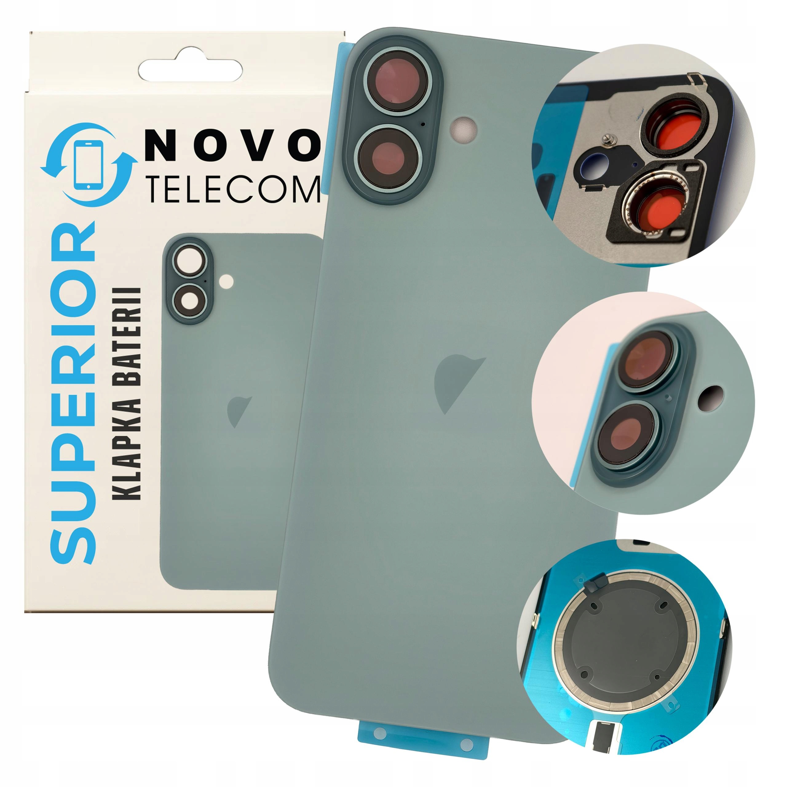 Zelený kryt baterie pro iPhone 16 Plus, Zadní Kryt Sklo panel