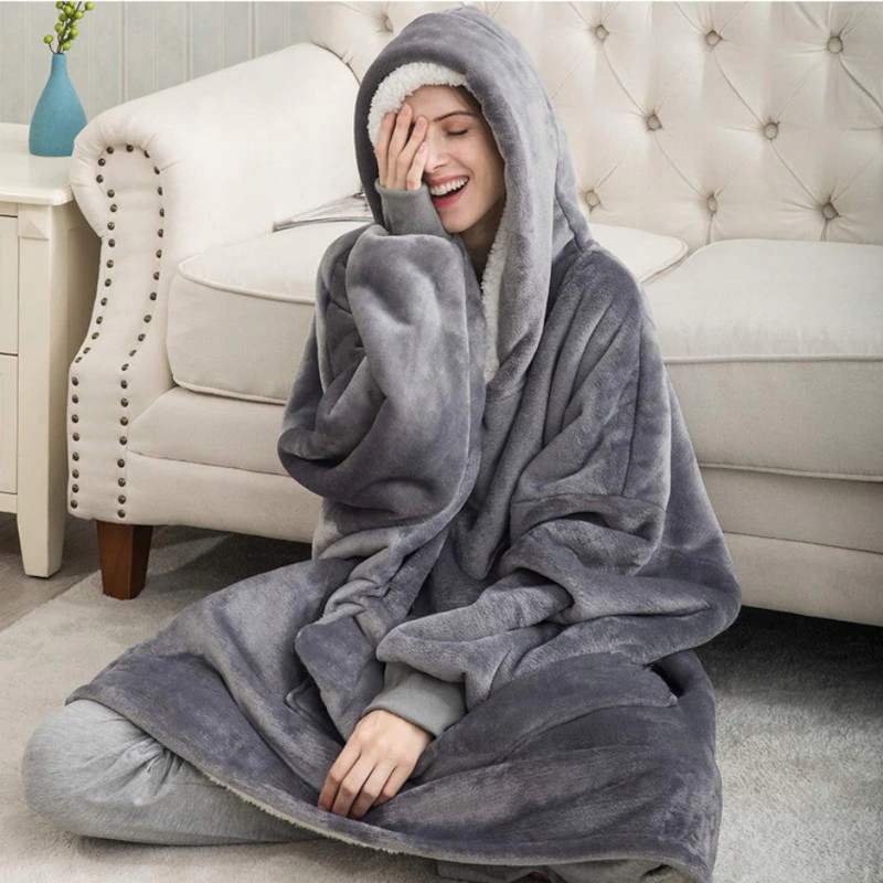 CIEPŁY GRUBY KOC XXL BLUZA KAPTUR SZLAFROK FUTRZAK Wymiary niestandardowe