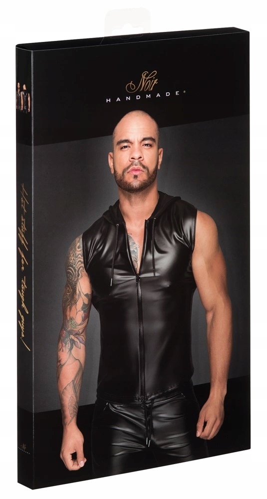 Noir Pánská matná mikina bez rukávů s kapucí Černá 3XL Powerwetlook