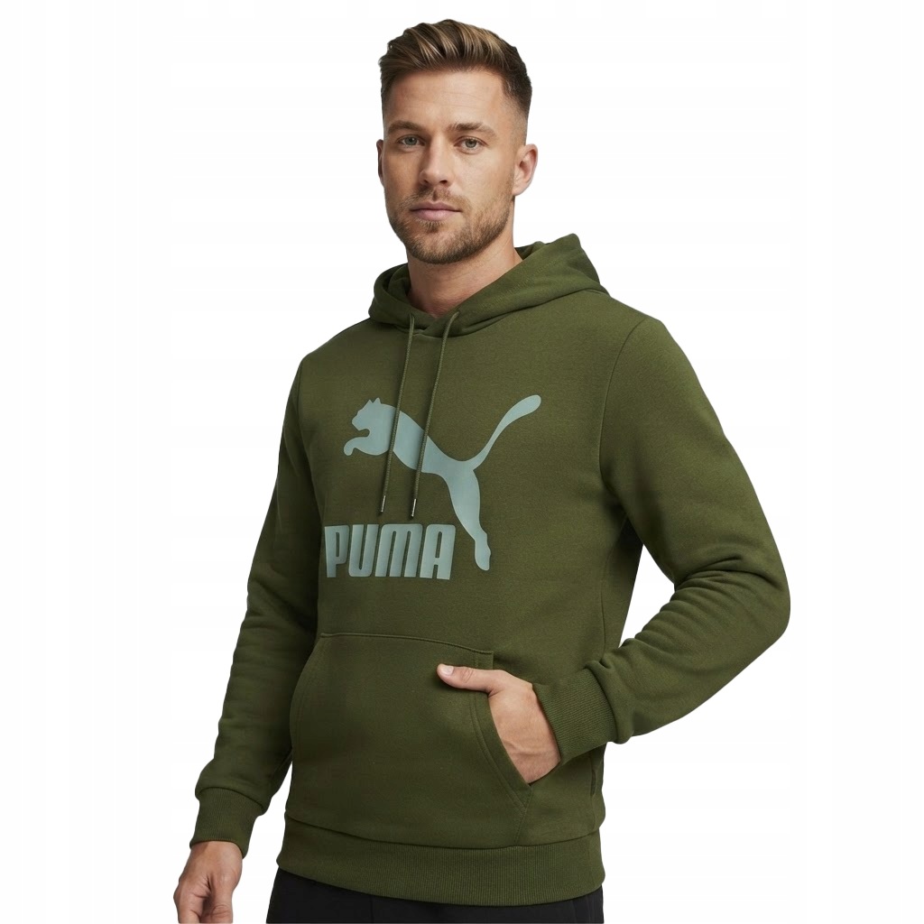 3435 Pánská Mikina Puma Klokanka S Kapucí Bavlněná Sportovní Zelená L