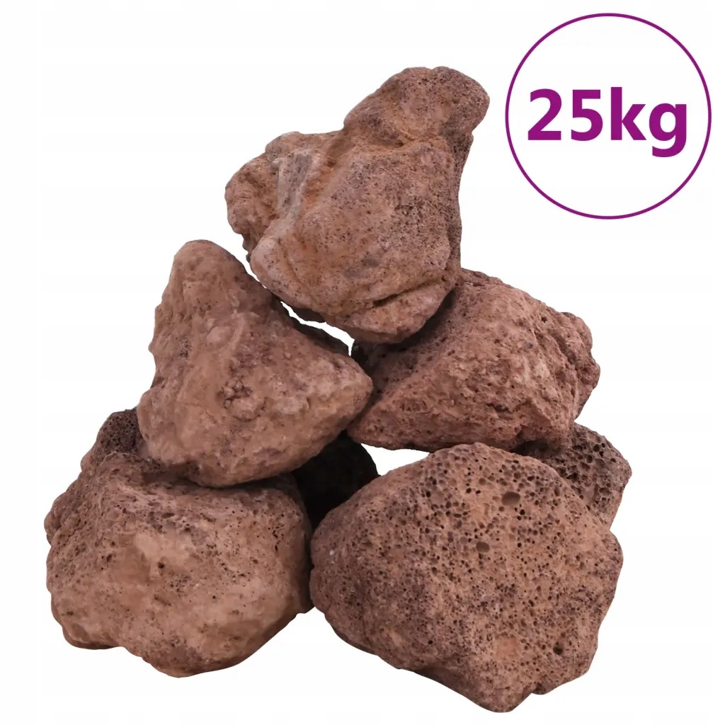 Levně Sopečné kameny 25 kg červené 10–30 cm