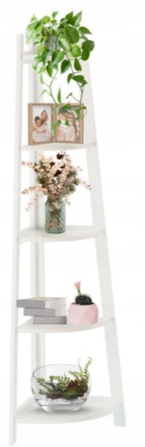 

Regał narożny 5 półek drewniany biały 150 stojący