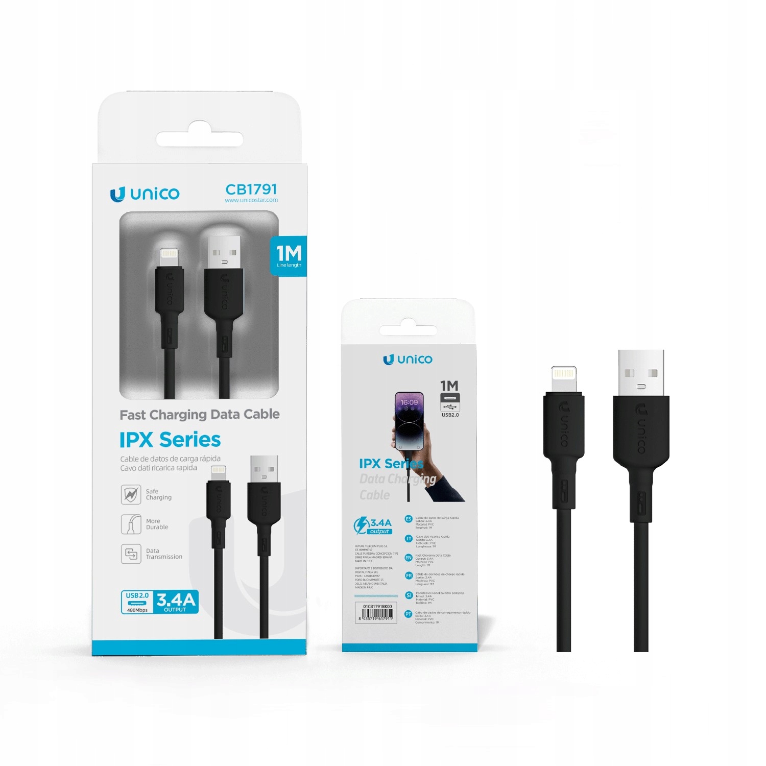 Kabel USB-Apple Lightning 3.4A Kabel do iPhone 1M