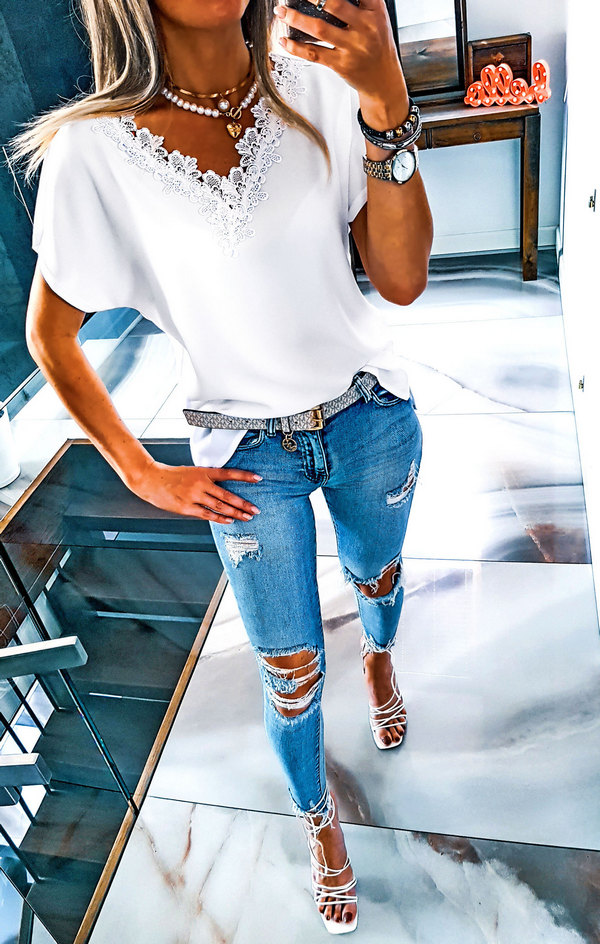 . BLUZKA NA LATO LETNIA ZWIEWNA KORONKA GIPIURA 44 Płeć kobieta