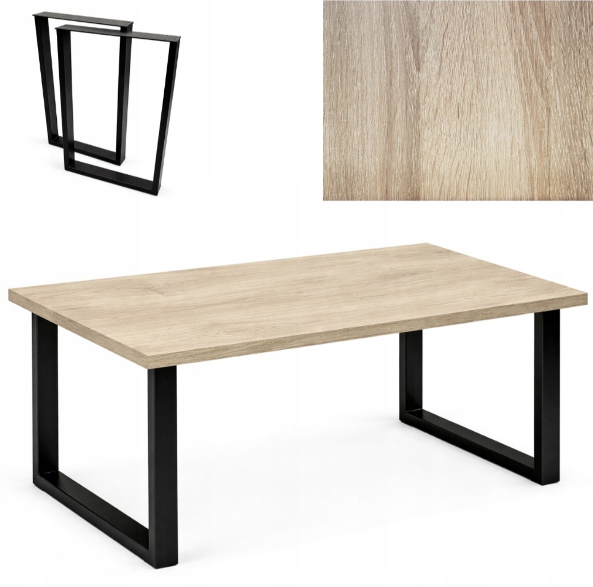 Konferenční stolek, loftová lavice, pevné kovové nohy