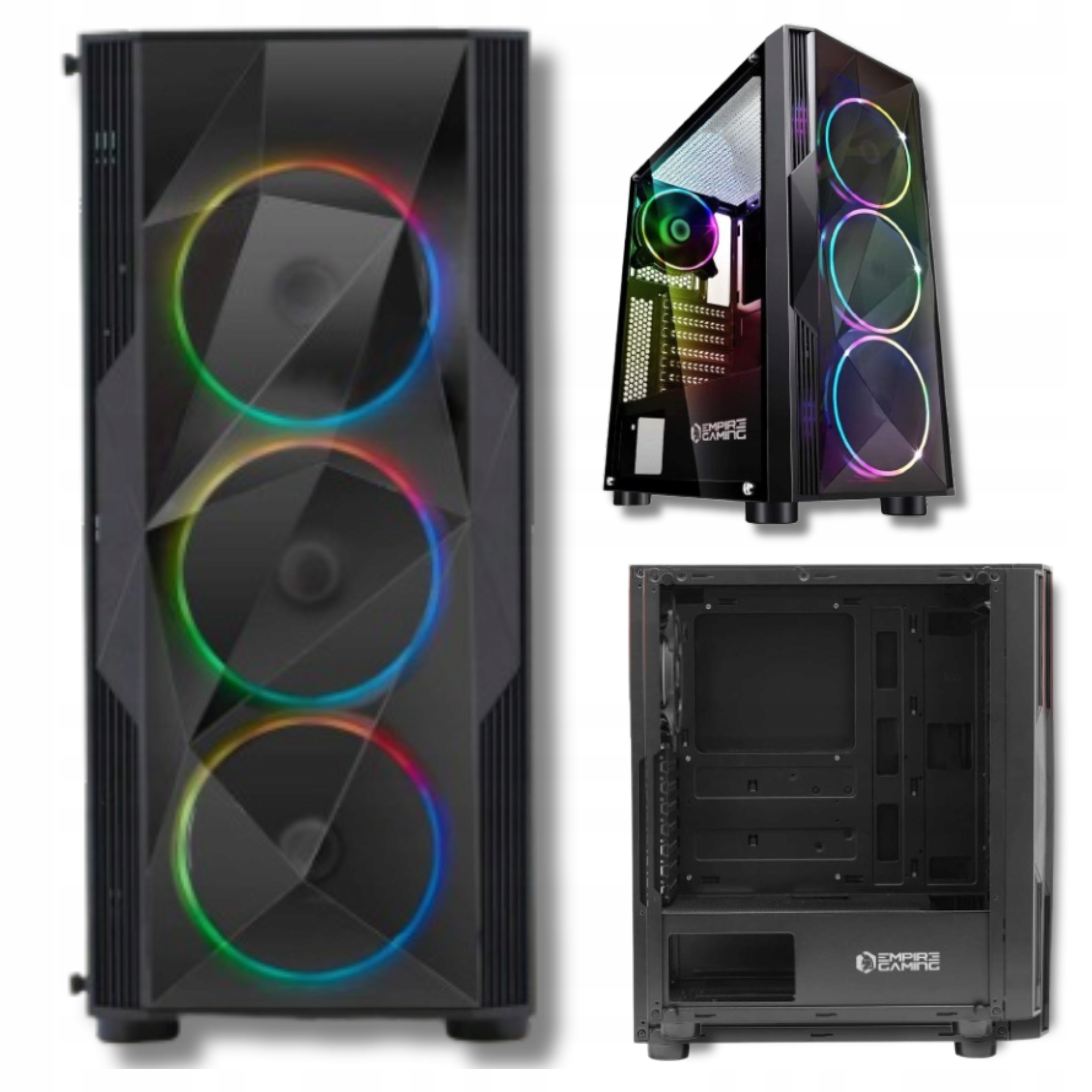 Počítačová Skříň Pc s ventilátorem Skleněná akrylová stěna 4 Led ventilátory