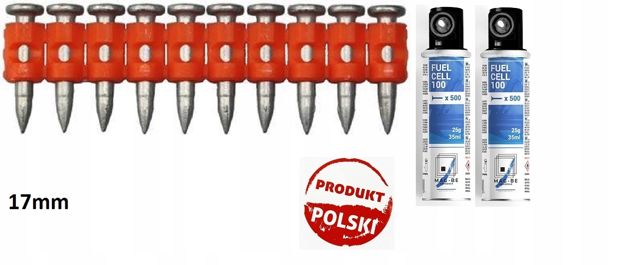 

Gwoździe 17mm do betonu/stali+2gazy do Rawl SC40II