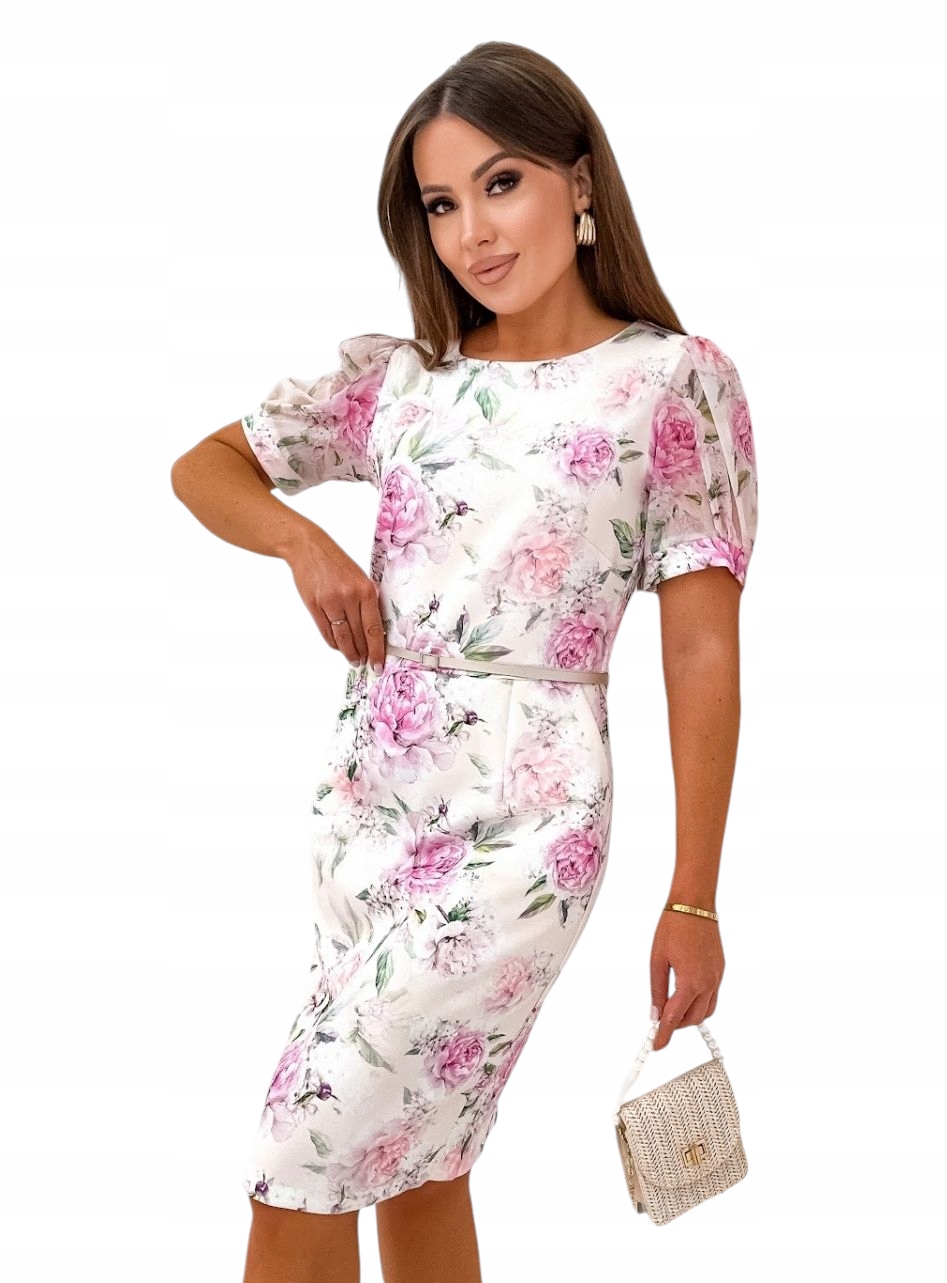 Koktajlowa Sukienka Na Komunię Ślub Chrzciny Premium Ecru L