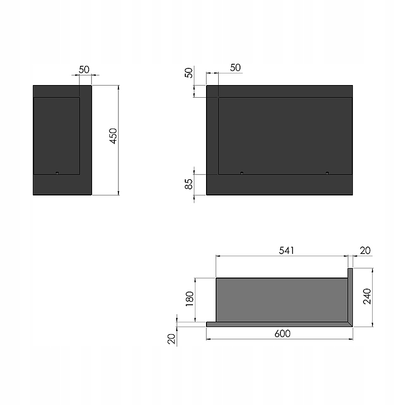 Biokominek do zabudowy narożny prawy 60cm Corner R 600 z Szybami Simplefire Szerokość 60 cm