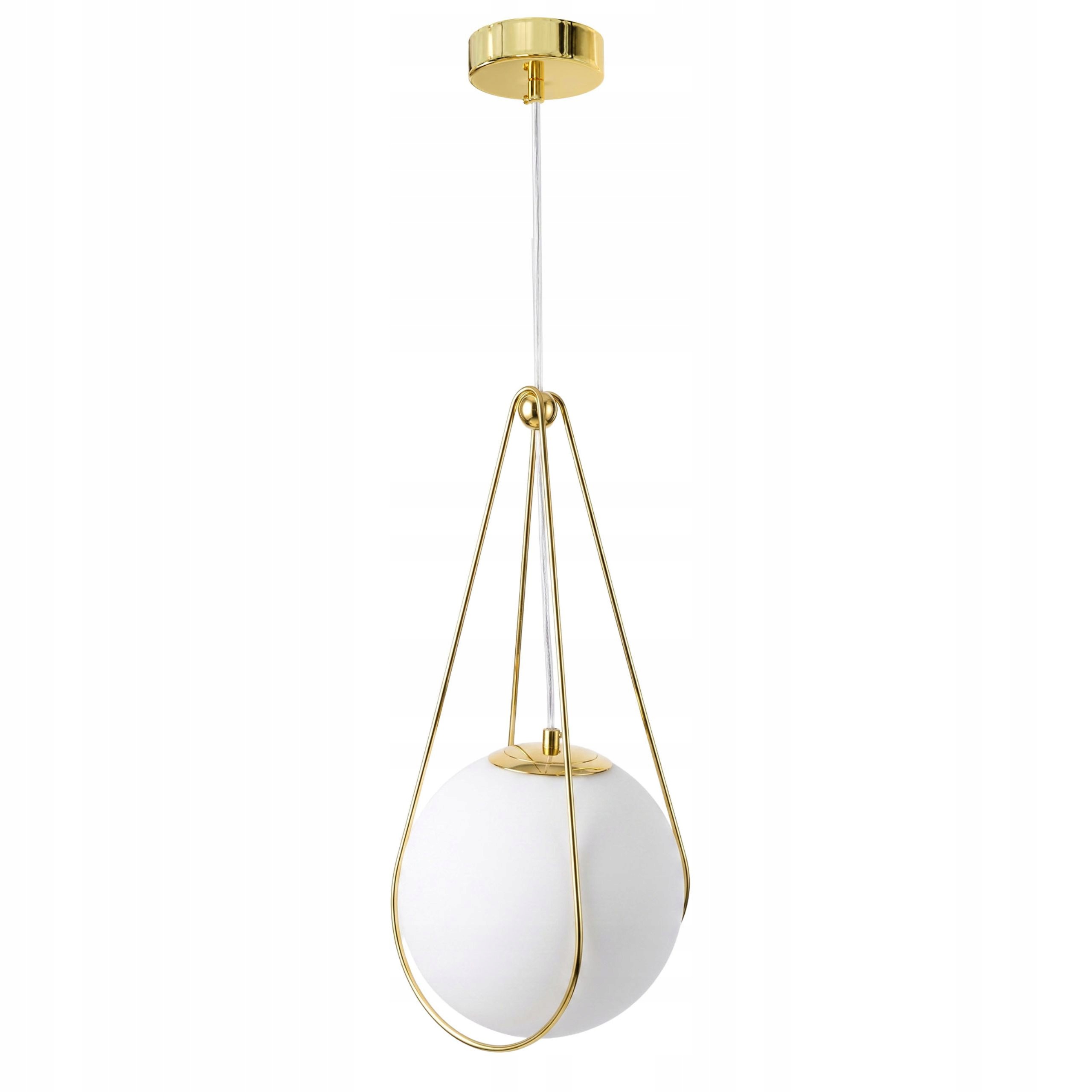 Stropná Závesná Lampa Mliečna Zlatá Guľa E27 Do Obývacej Izby Spálne