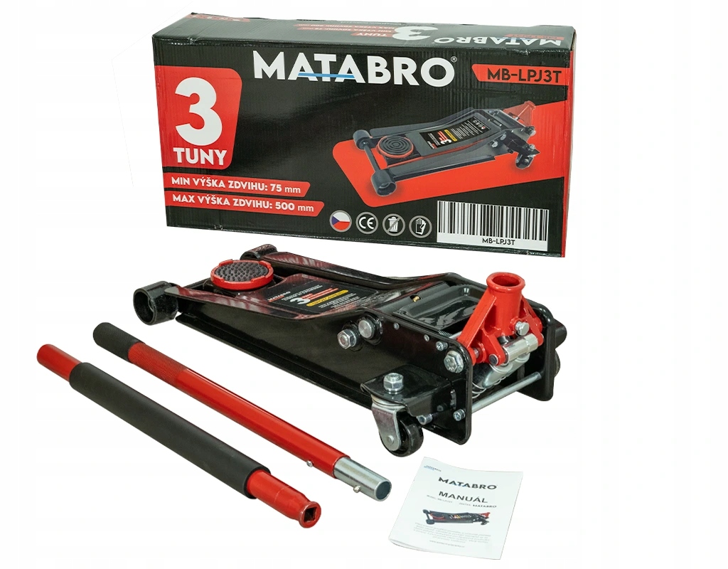 Matabro MB-LPJ3T, Nízkoprofilový hydraulický zvedák (hever) s pojezdem, 3t