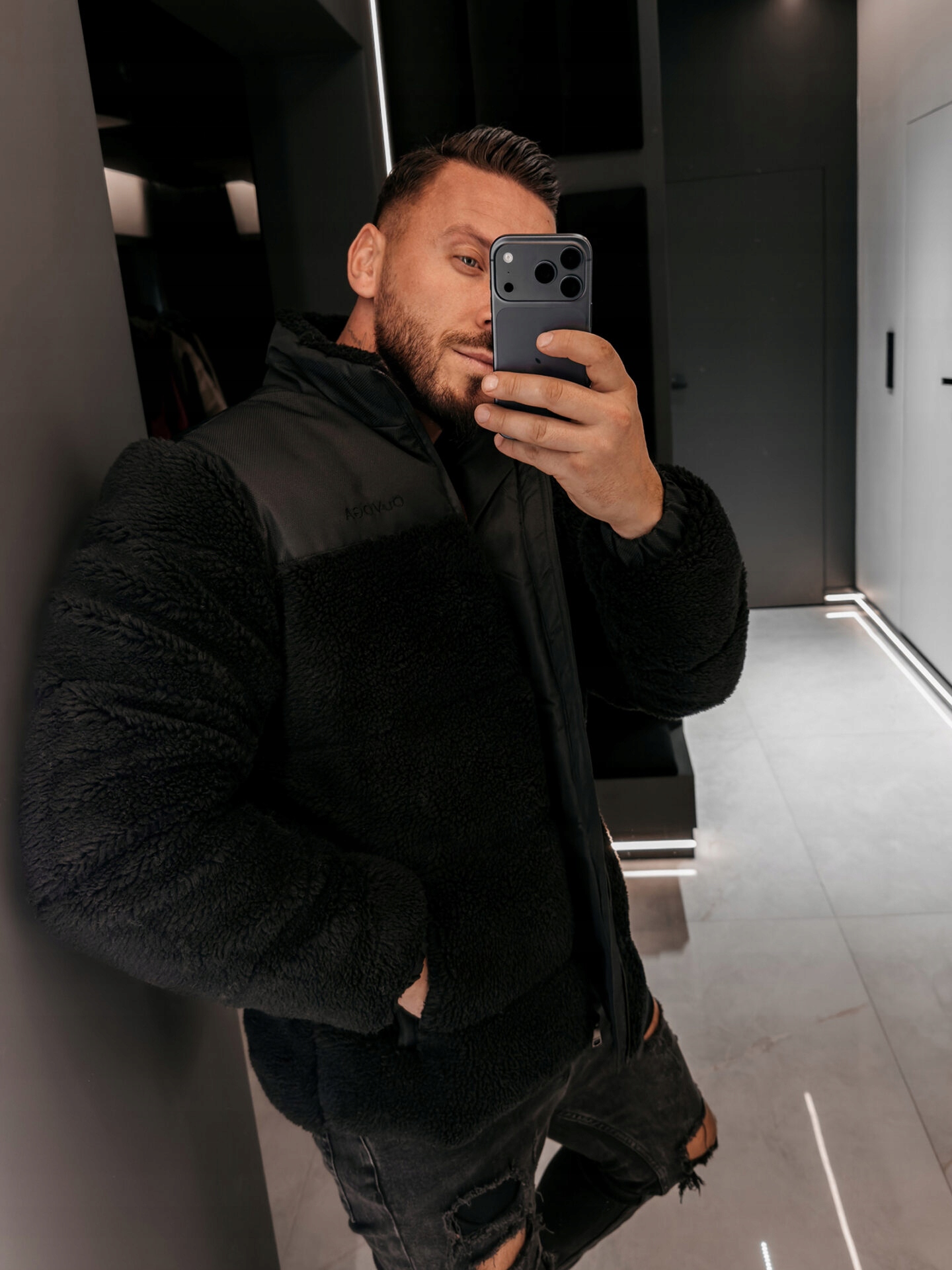 Pánská bunda beránek Olavoga Men Vaas černá Velikost: XL