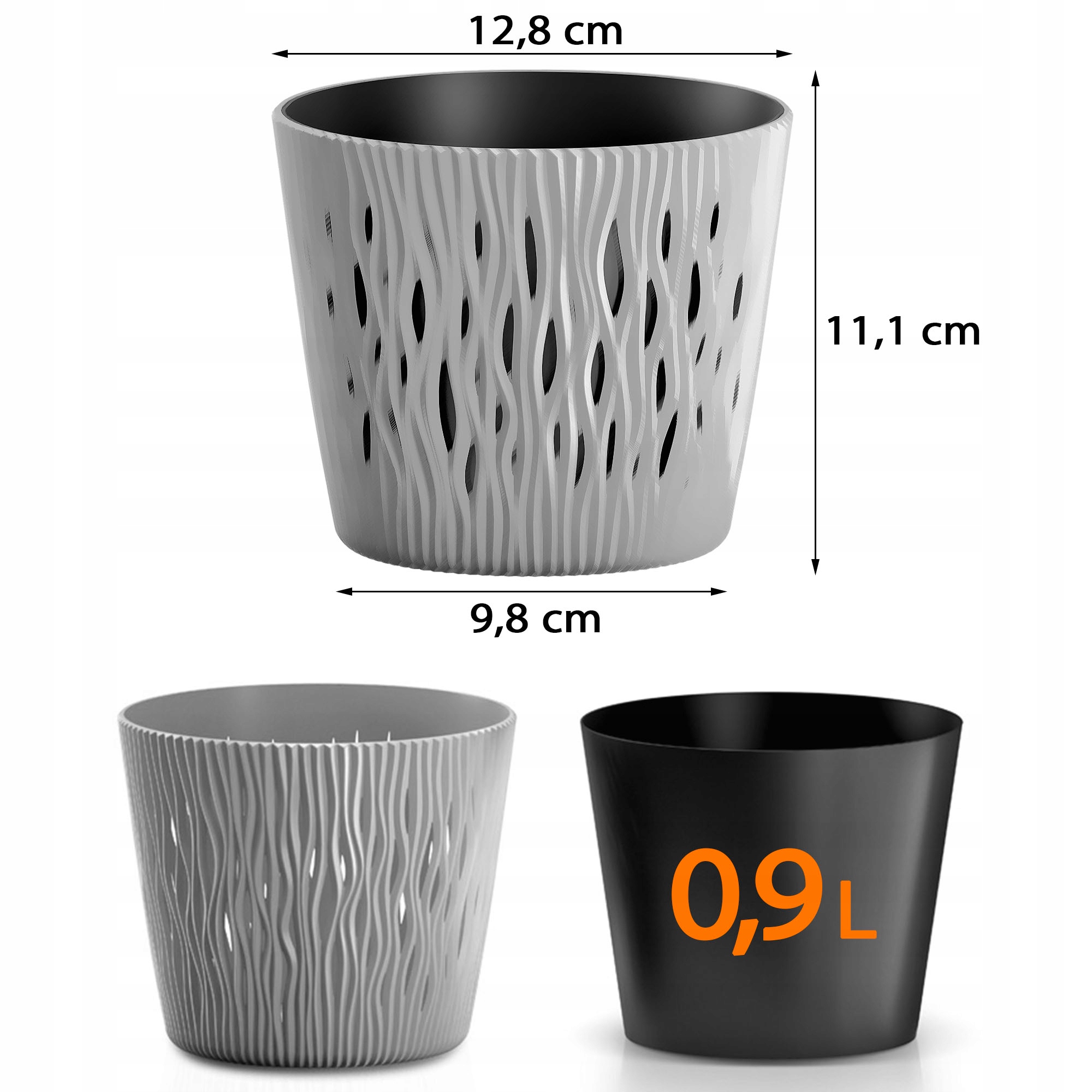 DONICZKA OKRĄGŁA OSŁONKI DOMOWA KWIETNIK ZESTAW x2 Długość 15.8 cm