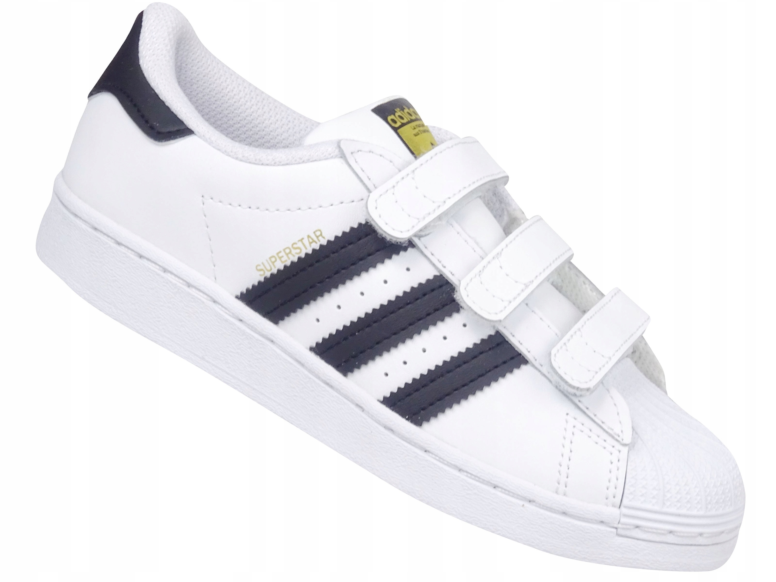 ADIDAS SUPERSTAR CF EF4838 BUTY DZIECIĘCE BIAŁE NA RZEPY ORIGINALS SNEAKERS Bohater brak