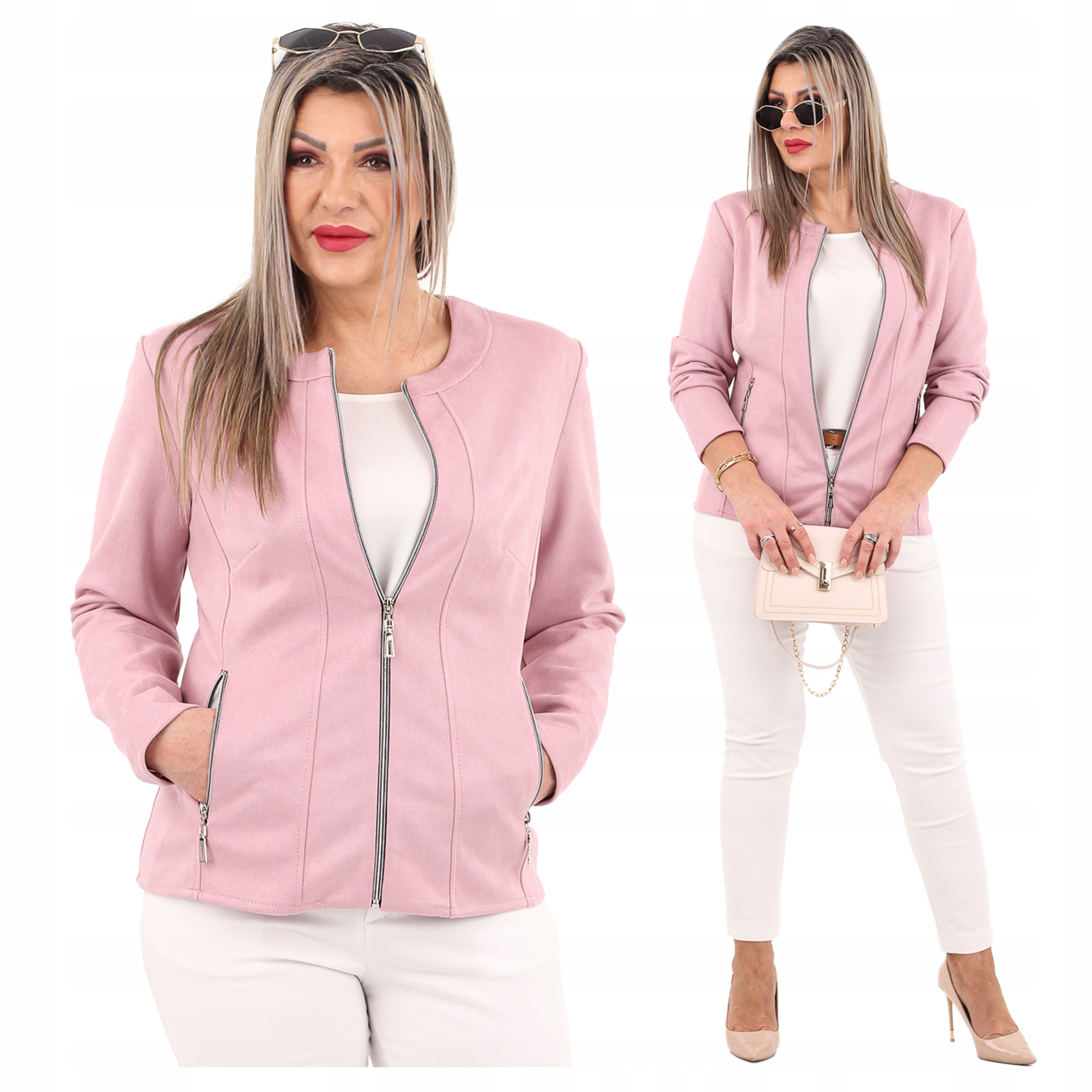 Żakiet Zamszowy Krótki Produkt Polski Duże Rozmiary