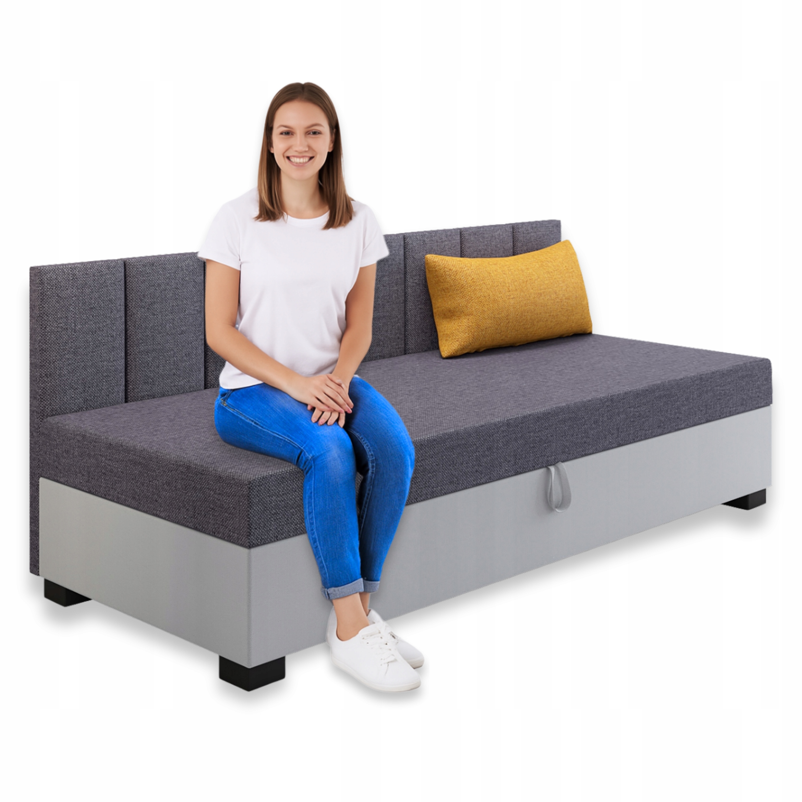 Pohovka s funkcí spaní 90 x 195 cm Čalouněná jednolůžková postel