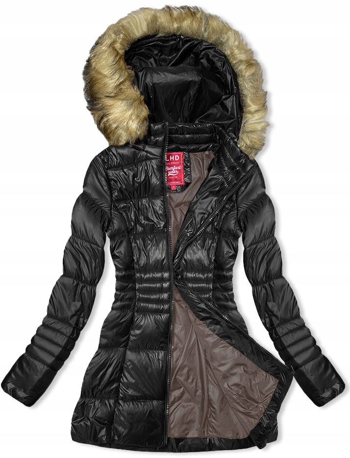 Pikovaná Bunda Kapuce 2M-052 Černá XXL (44)