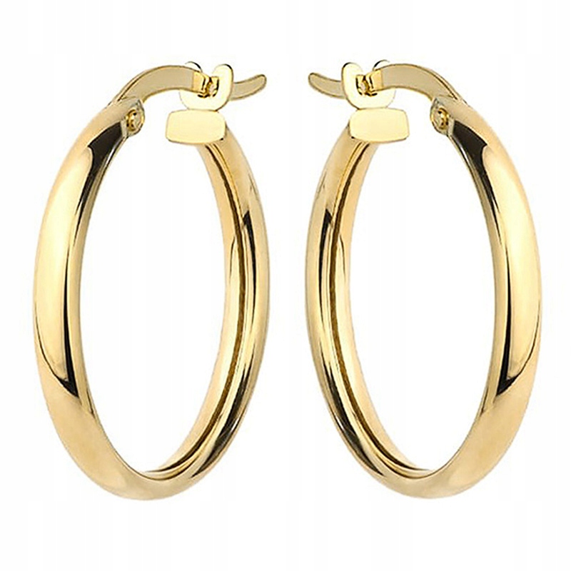 Kulaté Zlaté Náušnice pr. 585 Kolečka Kola 32mm 14k