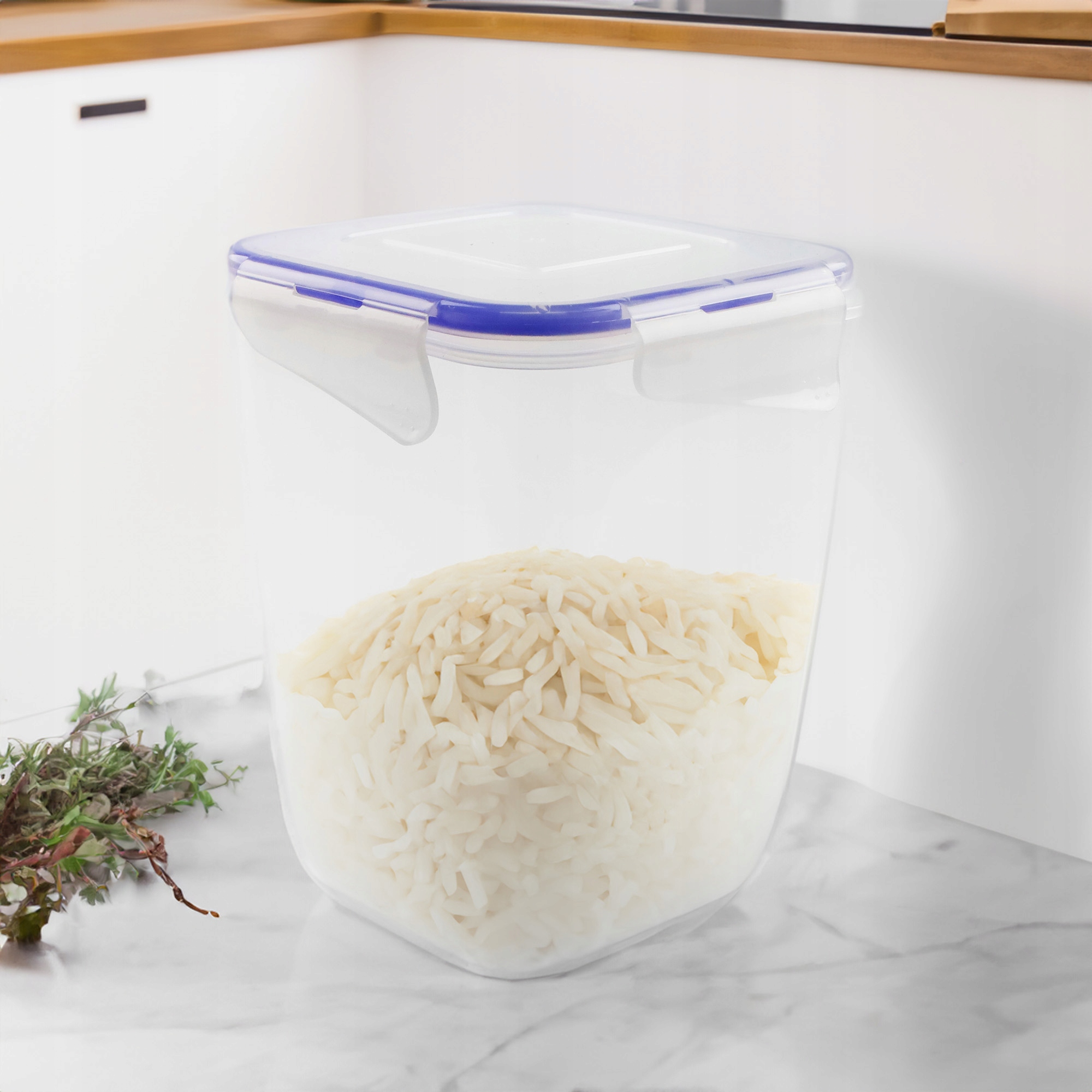 POJEMNIK NA ŻYWNOŚĆ 2L Z KLIPSAMI PRZEZROCZYSTY GŁĘBOKI NA KAWĘ HERBATĘ RYŻ