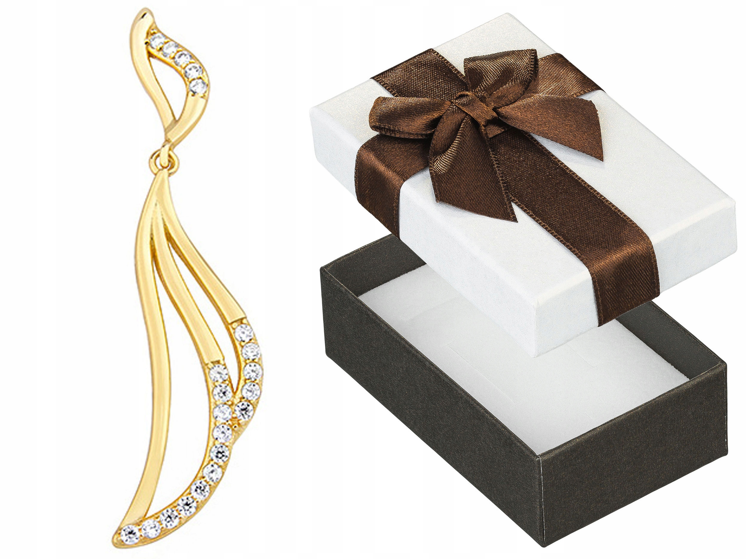 Velký stříbrný pozlacený přívěsek se zirkony Elegantní dámský přívěsek 925