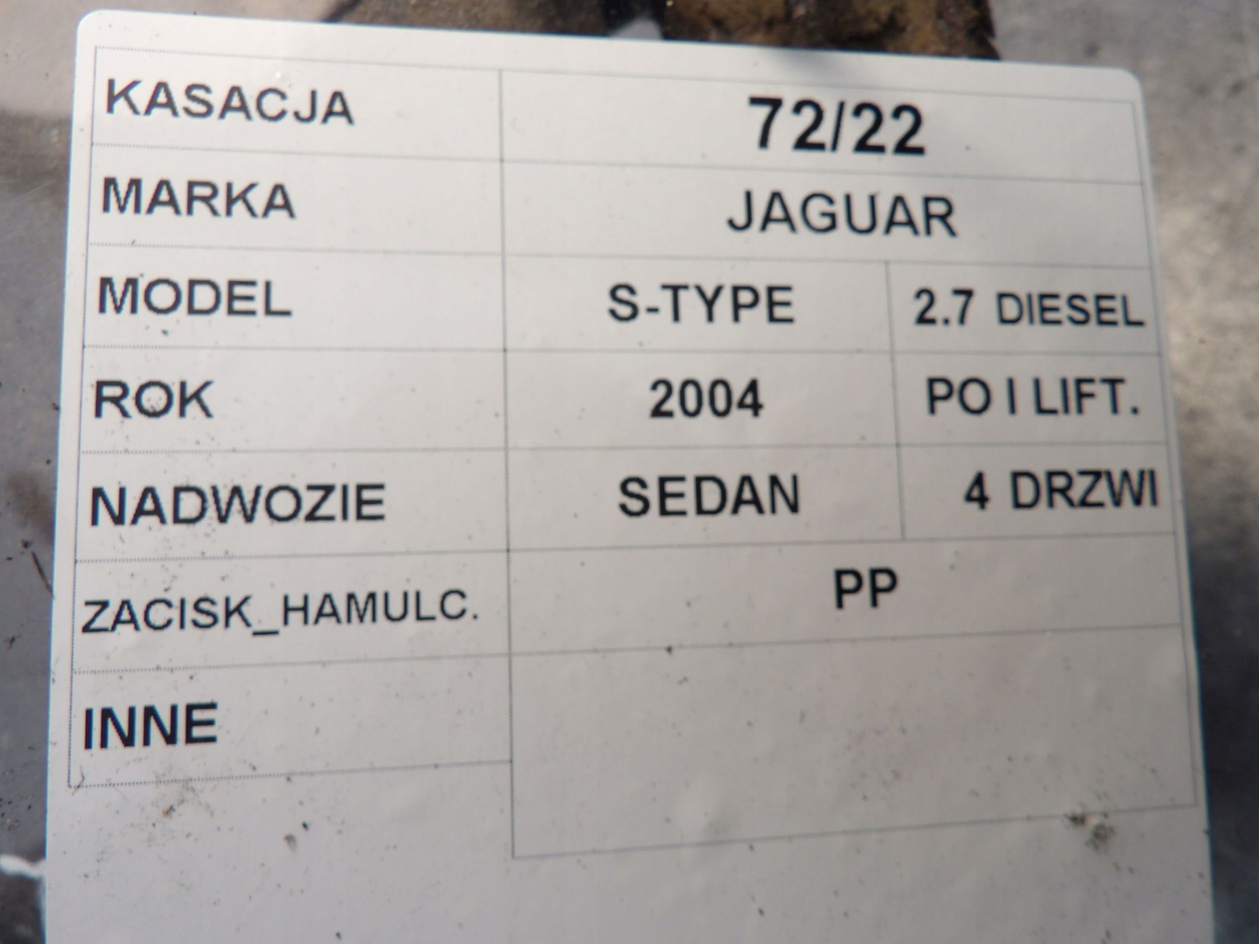 caliper PP Jaguar S-type lift 2,7D 5501