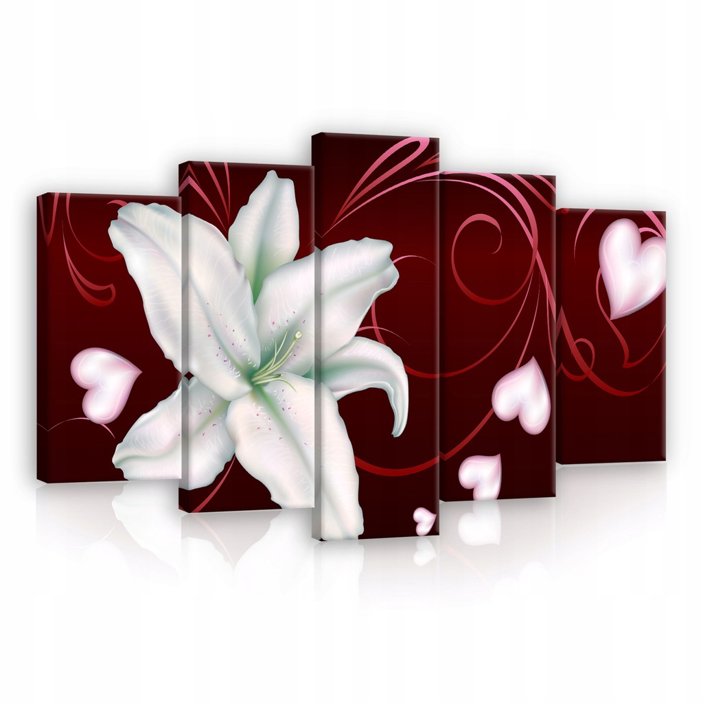 Obraz 100x60 Bílá lilie srdce láska vášeň květinový motiv romantika