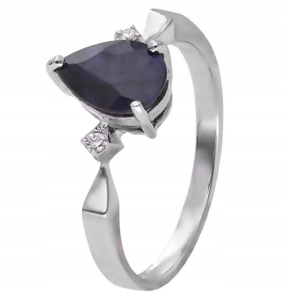 Prstýnek Ag 925 Safír a diamant CVD-3394-R-BS vel.19