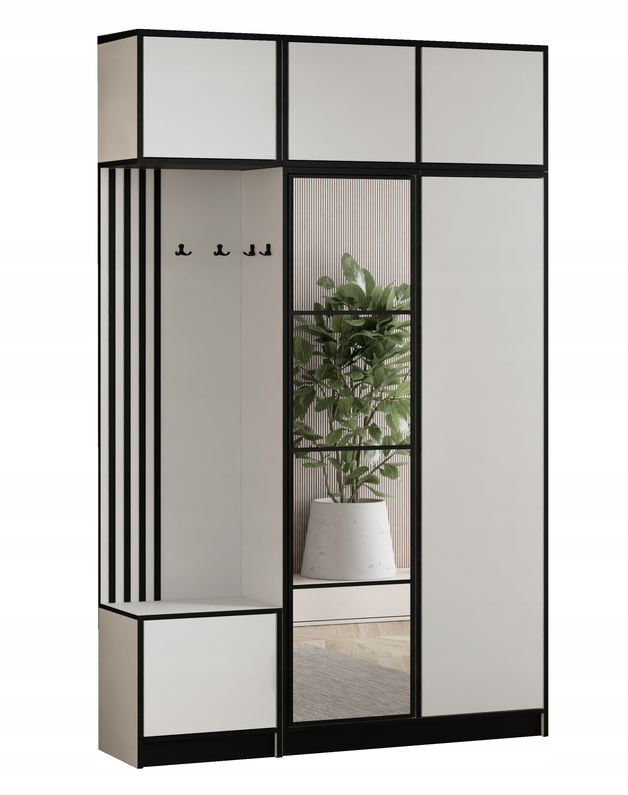 Šatní skříň Costa 13 bílá Vzor 1 s nástavcem