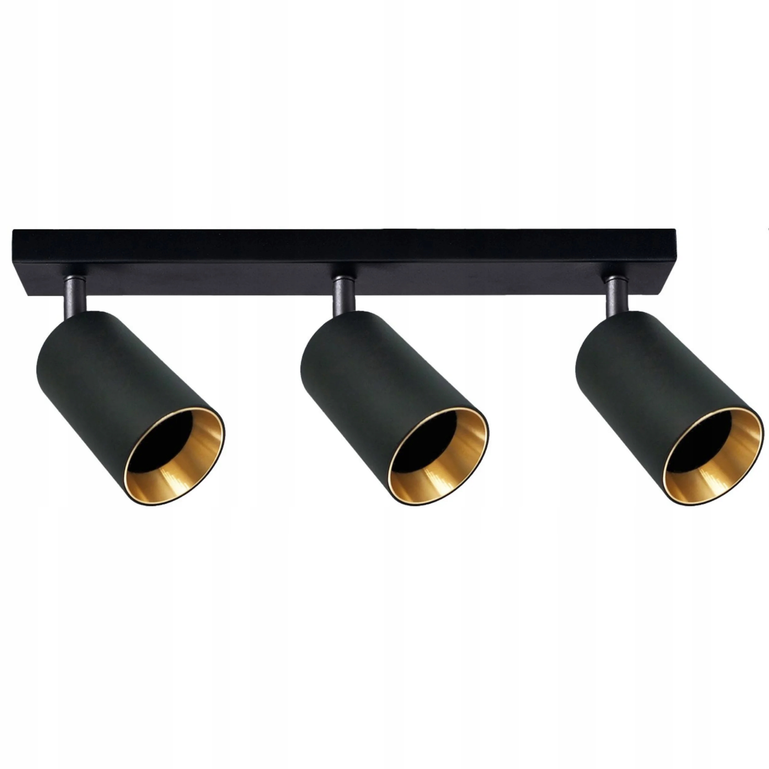 Stropní nástěnná lampa 3 reflektory černé zlaté kroužky 38 cm Polux