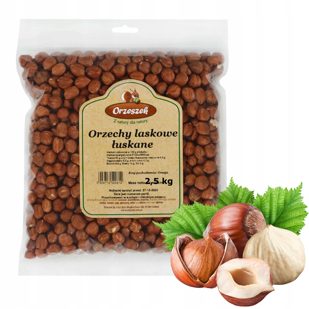 Levně Lískové ořechy loupané Orzeszek 2,5 kg