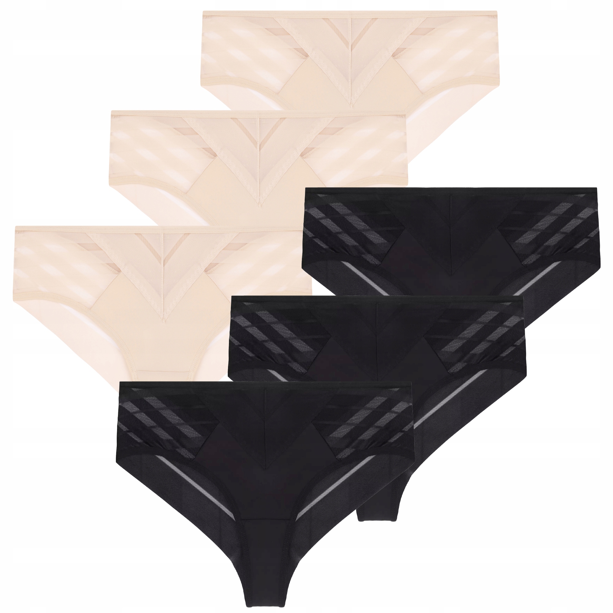 Kalhotky Dámské Bikini 6-PAK Módní Kalhotky se síťkou Bezešvé Moraj XL