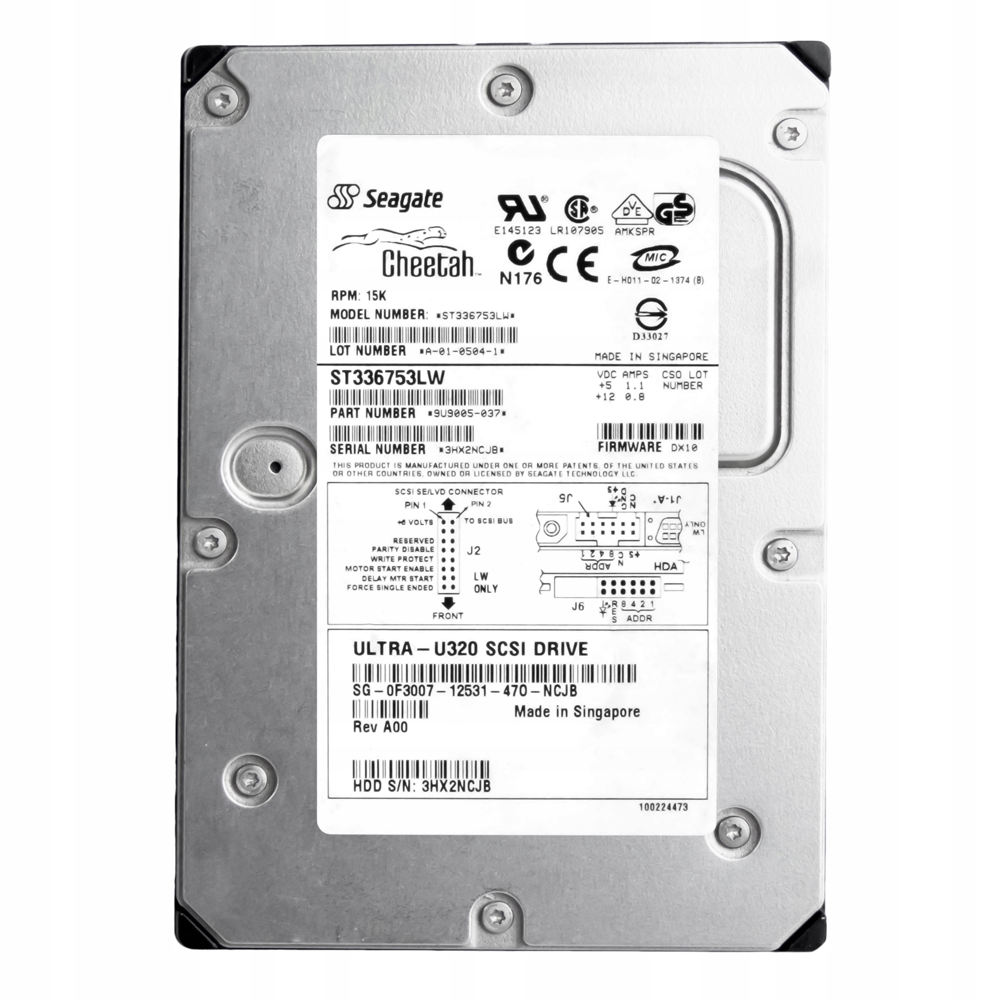 Dell 0F3007 36GB 15K 8MB Scsi U320 3.5'' ST336753LW