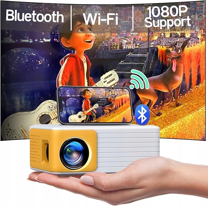 Yoton Mini Projektor Bluetooth WiFi Telefon Wideo Full Hd 1080P Przenośny