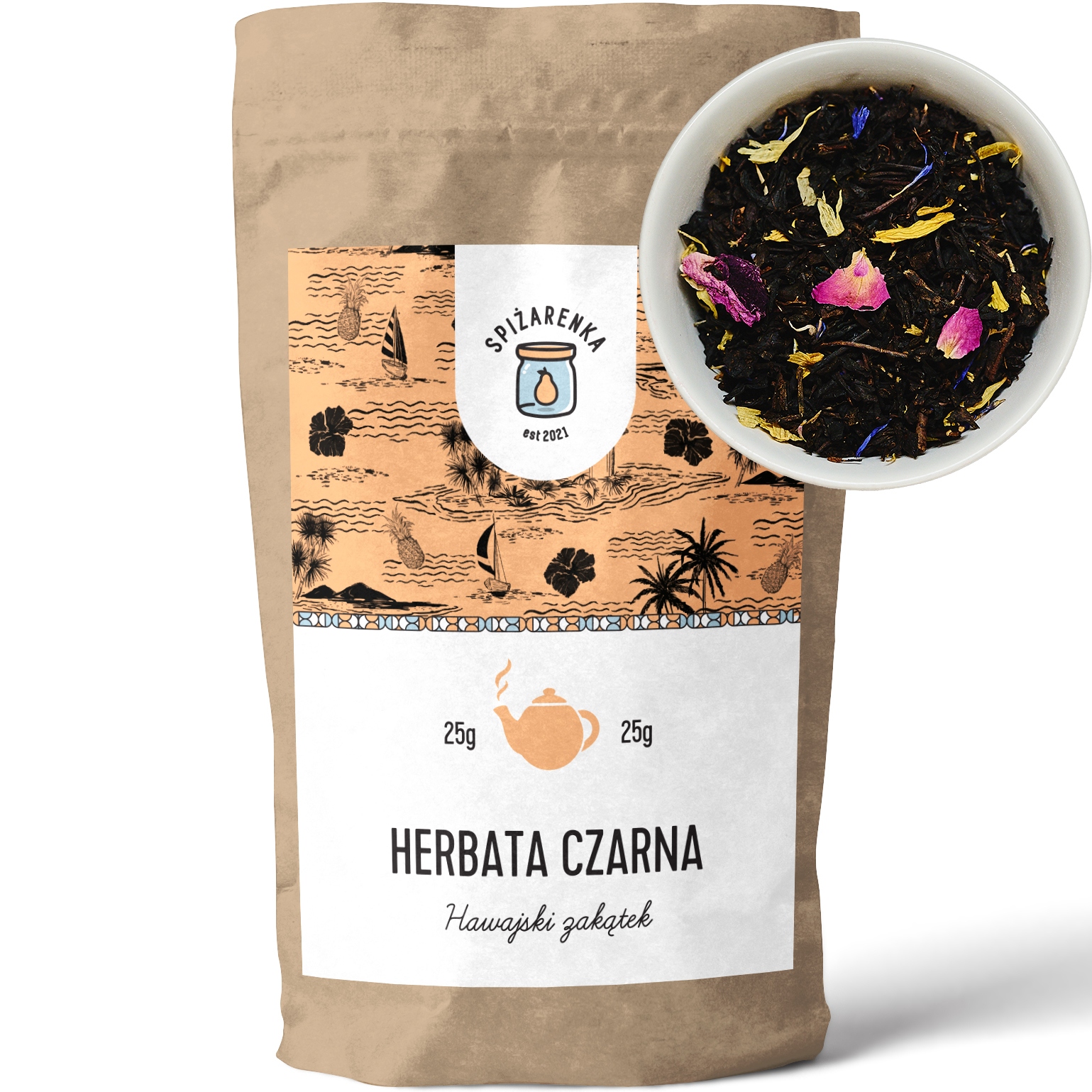 Levně 7 x Čaj Černý Ovocný Havajský koutek Dárek nálev Sypaný