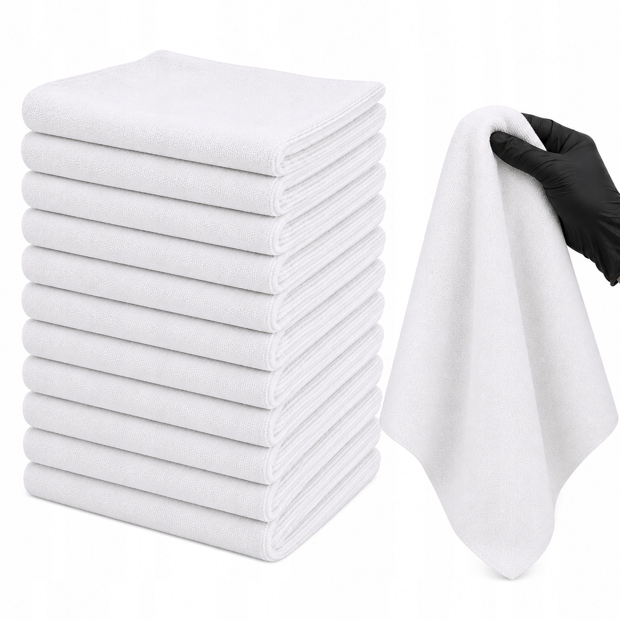 10x Mikrofibra Bezszwowa 40x40 320GSM Ścierka Do Samochodu Detailingu Biała